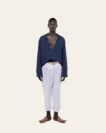 DEEP BLUE LINEN SHIRT (4)