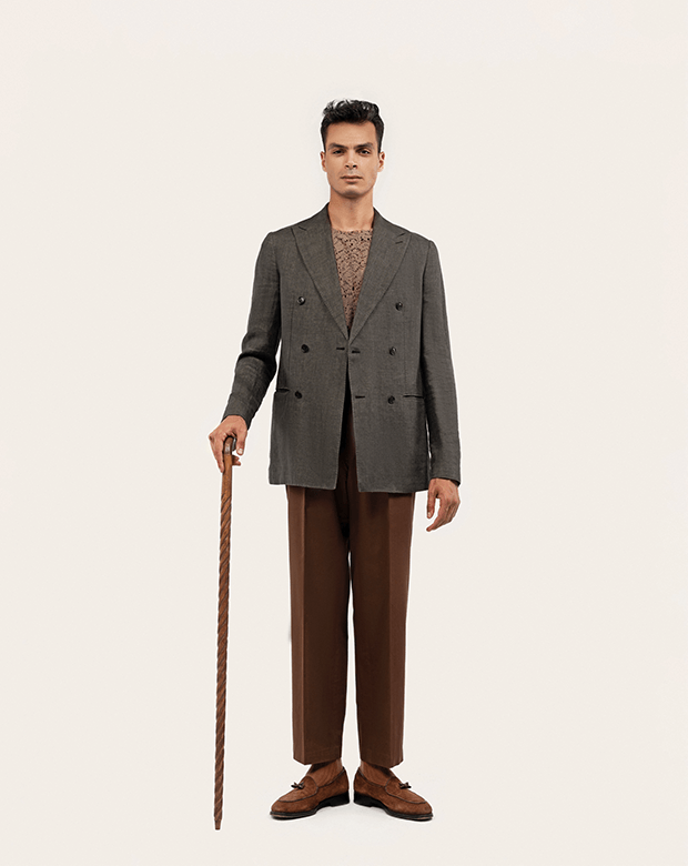 OLIVE TAILORED LINEN BLAZER (3) OLIVE TAILORED LINEN BLAZER (1)