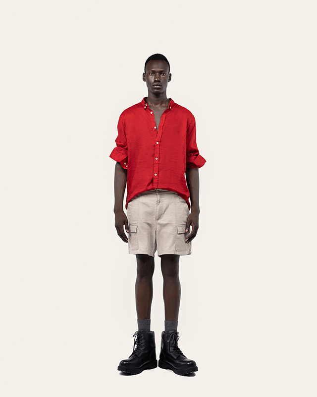 RED LINEN SHIRT (2) RED LINEN SHIRT (1)