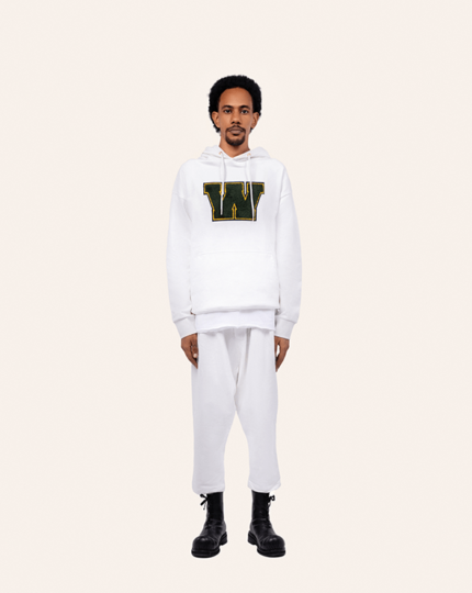 RELAXED FIT EMBROIDERED HOODIE IN WHITE (2)